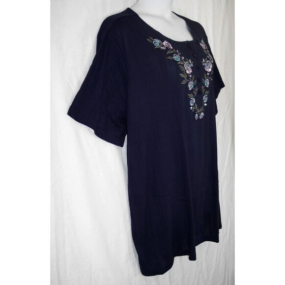 NEW Woman Within 38/40 5X Floral Embroidered 7 Day Pointelle Knit Tunic Top - Picture 6 of 11